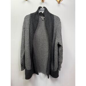 AZI ladies‎ large Gray/Black open front cardigan with pockets